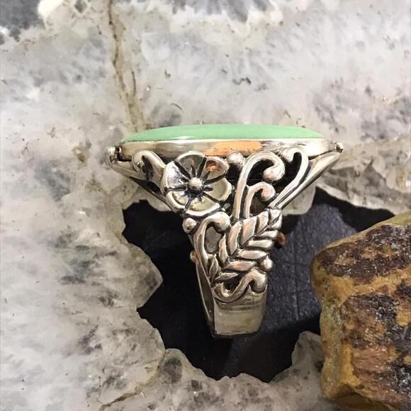 Carolyn Pollack Sterling Silver Elongated Oval Variscite Ring Size 6 For Women - Picture 6 of 10